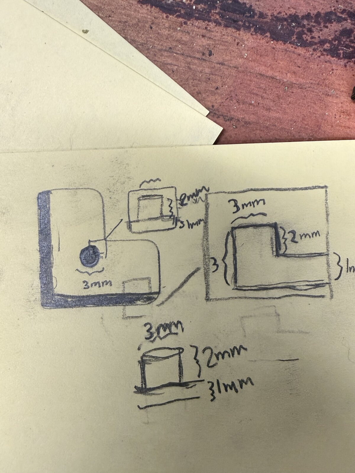 Hand-drawn schematic with measurements